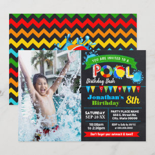 Invitación Foto de pizarra de basculante de verano con fiesta