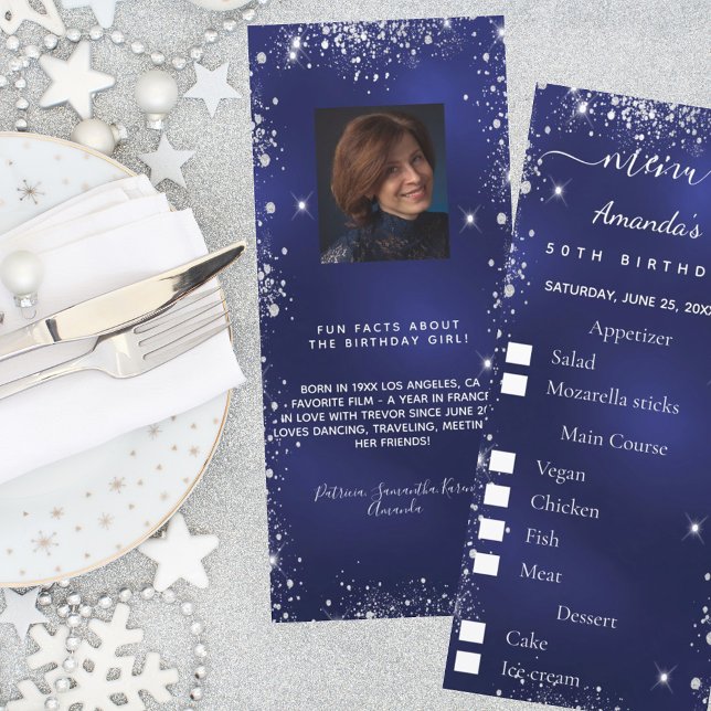 Invitación Foto de plata azul diversión hechos de cumpleaños  (Subido por el creador)