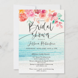 Invitación Foto de playa de color de agua floral cascada duch