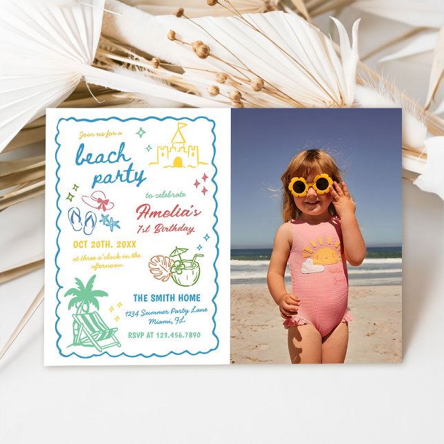 Invitación Foto de playa personalizada de diversión veraniega (Subido por el creador)