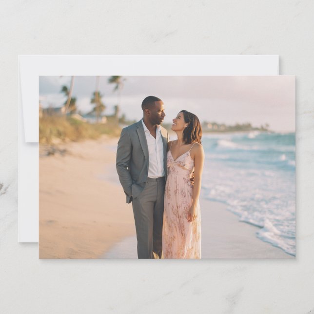 Invitación Foto de playa romántica pastel (Anverso)