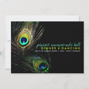 Invitación Foto de Plumas de Pavo Real Fiesta de Cena Boho Ch