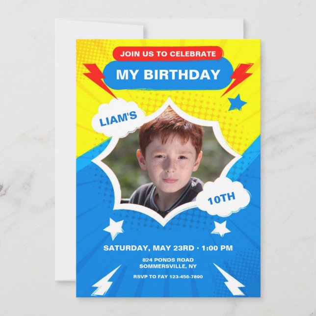 Invitación Foto de poder de cumpleaños  (Anverso)