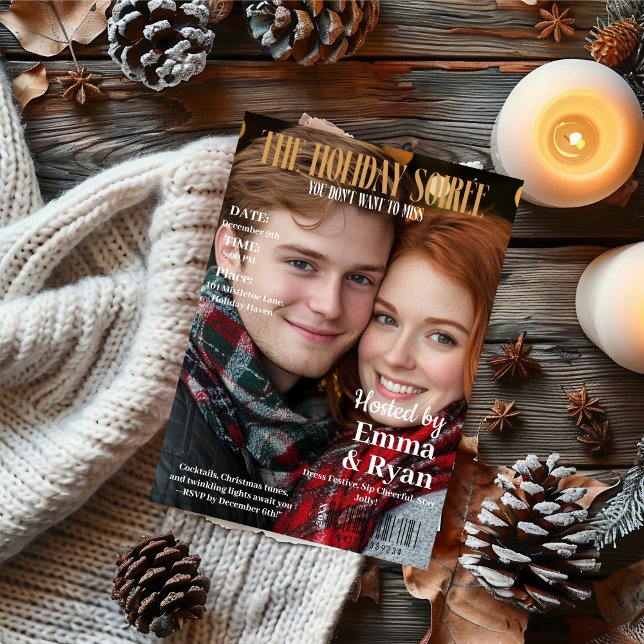 Invitación Foto de portada de la revista Holiday Soirée (The Holiday Soirée Magazine Cover Photo Invitation)