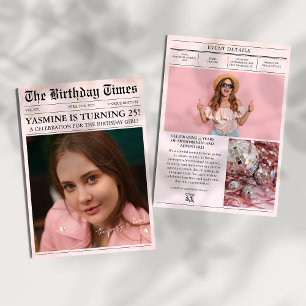 Invitación Foto de portada de periódico de la fiesta de cumpl