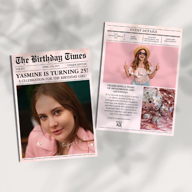 Invitación Foto de portada de periódico de la fiesta de cumpl (Subido por el creador)