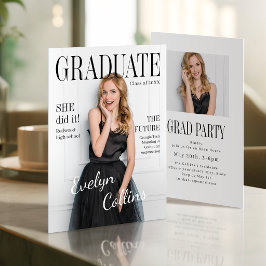 Invitación Foto de portada de revista atemporal de graduación