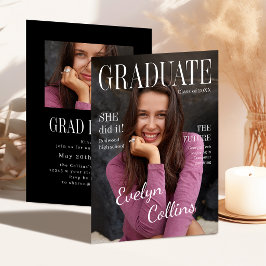 Invitación Foto de portada de revista atemporal graduación