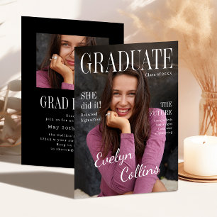 Invitación Foto de portada de revista atemporal graduación
