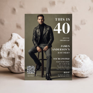 Invitación Foto de portada de revista Cumpleaños 40 hombre Có