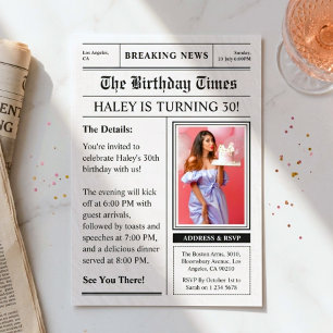 Invitación Foto de portada de revista divertida de cumpleaños