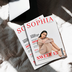 Invitación Foto de portada de revista única quinceanera