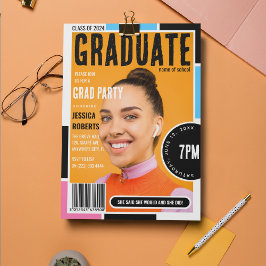 Invitación Foto de portada moderna para fiesta de graduación