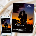 Invitación Foto de poster de película de teatro romántico bod<br><div class="desc">naranja negro poster de película romántica boda</div>