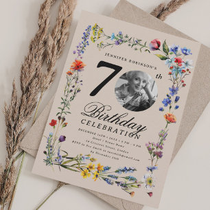 Invitación Foto de prado de flores silvestres Cumpleaños 70 C