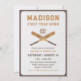 Invitación Foto de primer cumpleaños de Baseball Boy