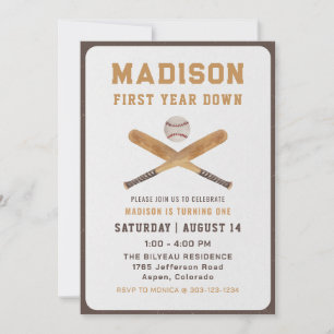 Invitación Foto de primer cumpleaños de Baseball Boy