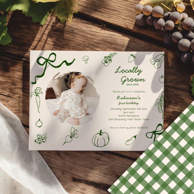 Invitación Foto de primer cumpleaños de la granja de cosecha  (Subido por el creador)