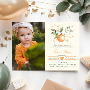 Invitación Foto de primer cumpleaños de Little Cutie de cítri