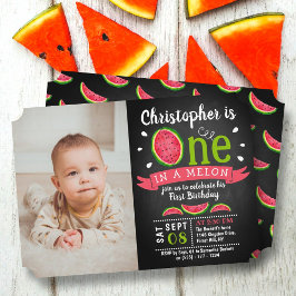 Invitación Foto De Primer Cumpleaños De One In A Melon Chalkb