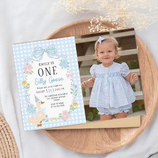 Invitación Foto de primer cumpleaños de One Silly Goose Flora