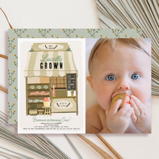 Invitación Foto de primer cumpleaños de Storefront cultivada  (Subido por el creador)