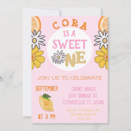 Invitación Foto de primer cumpleaños de Sweet One Pink Fruit