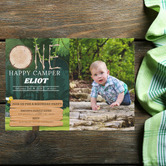 Invitación Foto de primer cumpleaños de un chico feliz de cam