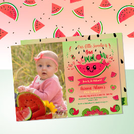 Invitación Foto De Primer Cumpleaños De Una sandía De Melón
