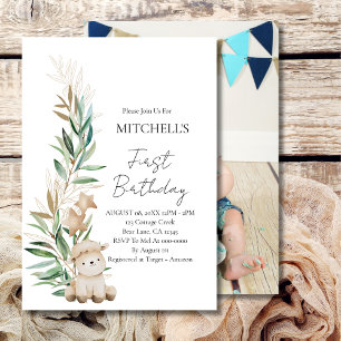 Invitación Foto de primer cumpleaños para la vegetación de co