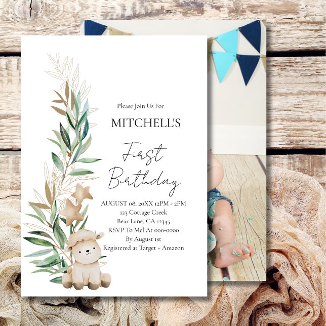 Invitación Foto de primer cumpleaños para la vegetación de co (Subido por el creador)