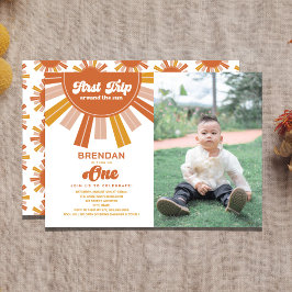 Invitación Foto de primer viaje alrededor del primer cumpleañ