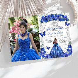 Invitación Foto de princesa floral de los Rosas azules de Qui