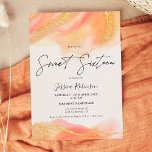 Invitación Foto de purpurina de color de agua dulce Sweet 16<br><div class="desc">Foto de purpurina de color oro de color de coral de color rosa Fiesta de cumpleaños Sweet 16 ,  con una caligrafía de guion de moda . Añade tu foto al fondo. Contáctame para cambiar la fuente principal superior.</div>