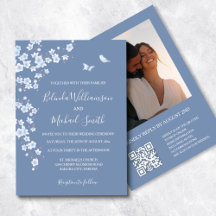 Foto de QR Code Dusty Blue Cherry Blossom | BODA