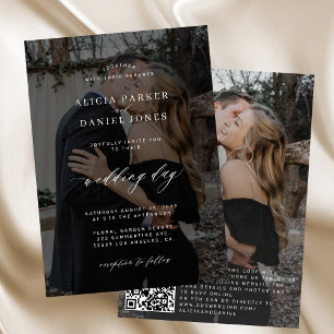 Invitación Foto de QR CODE sobre la elegante boda moderna