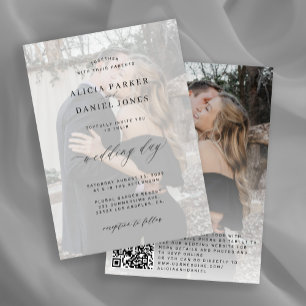 Invitación Foto de QR CODE sobre la elegante boda moderna