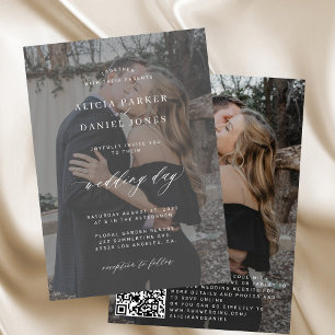 Invitación Foto de QR CODE sobre la elegante boda moderna