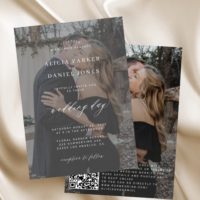Invitación Foto de QR CODE sobre la elegante boda moderna (Subido por el creador)