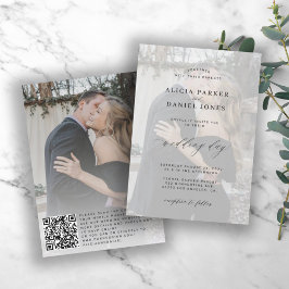 Invitación Foto de QR CODE sobre la elegante boda moderna