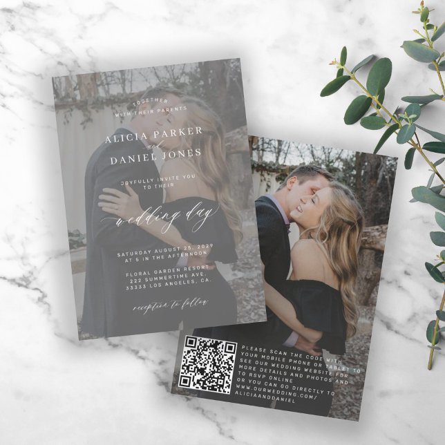 Invitación Foto de QR CODE sobre la elegante boda moderna (Subido por el creador)