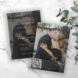 Invitación Foto de QR CODE sobre la elegante boda moderna