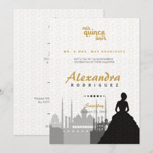 Invitación Foto de Quinceañera árabe de oro y negro
