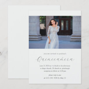 Invitación Foto de Quinceañera azul mínimo