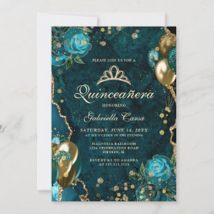 Invitación Foto de Quinceanera de la Agencia Floral de Oro ve