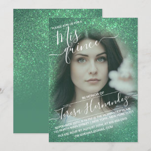 Invitación Foto de Quinceañera de la sirena Verde azulada de 