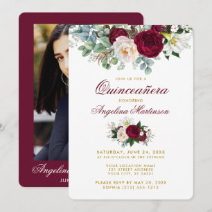 Invitación Foto de Quinceanera de oro de la vegetación floral