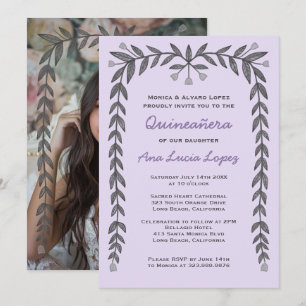 Invitación Foto de Quinceañera Floral Frame Personalizado