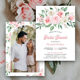 Invitación Foto de ramo floral rosa sonrojado para despedida 