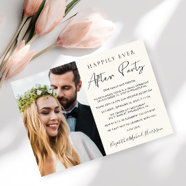 Invitación Foto de recepción de boda con crema Happily Ever A